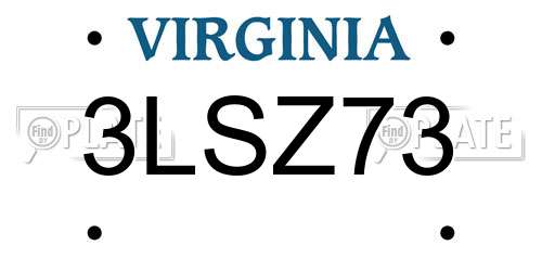 3LSZ73 Virginia License Plate