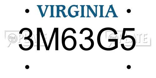 3M63G5 Virginia License Plate