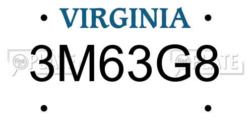 3M63G8 Virginia License Plate