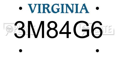 3M84G6 Virginia License Plate