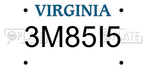 3M85I5 Virginia License Plate