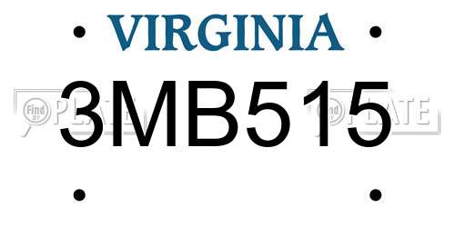 3MB515 Virginia License Plate
