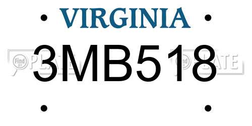 3MB518 Virginia License Plate