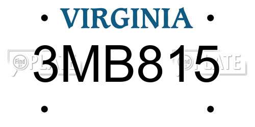 3MB815 Virginia License Plate