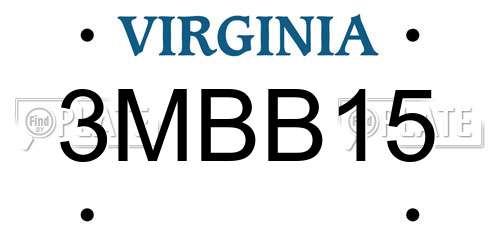 3MBB15 Virginia License Plate