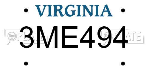 3ME494 Virginia License Plate