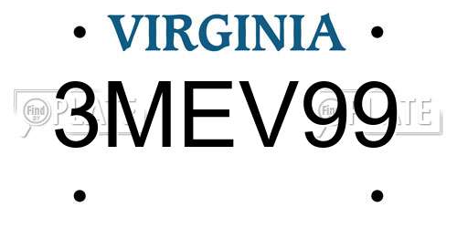 3MEV99 Virginia License Plate
