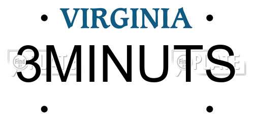 3MINUTS Virginia License Plate