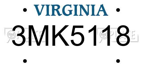 3MK5118 Virginia License Plate
