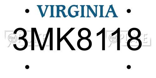 3MK8118 Virginia License Plate