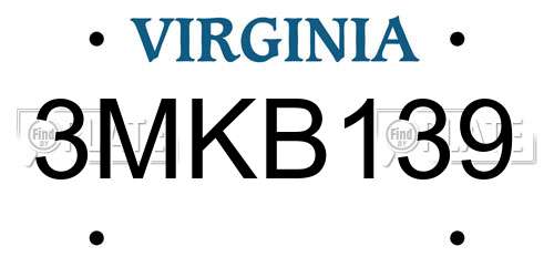3MKB139 Virginia License Plate