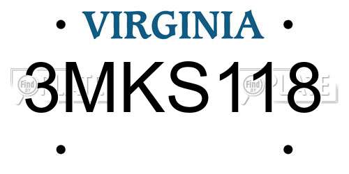 3MKS118 Virginia License Plate