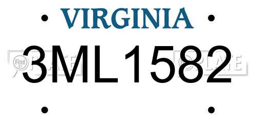 3ML1582 Virginia License Plate