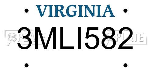 3MLI582 Virginia License Plate