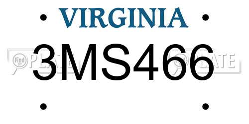 3MS466 Virginia License Plate