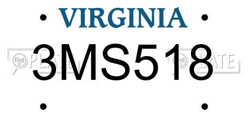 3MS518 Virginia License Plate