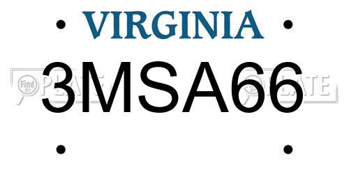 3MSA66 Virginia License Plate