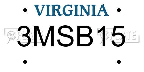 3MSB15 Virginia License Plate