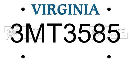 3MT3585 Virginia License Plate