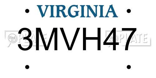 3MVH47 Virginia License Plate
