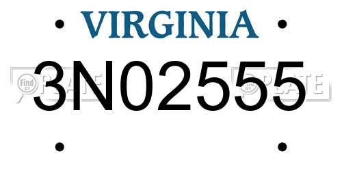 3N02555 Virginia License Plate
