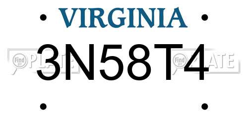 3N58T4 Virginia License Plate