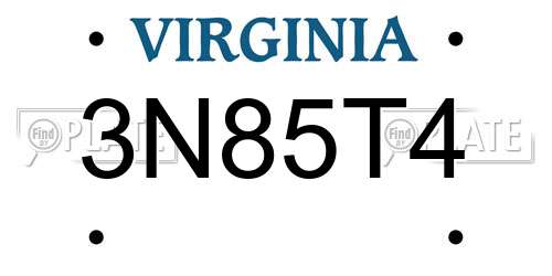 3N85T4 Virginia License Plate