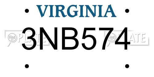3NB574 Virginia License Plate