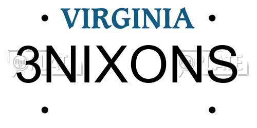3NIXONS Virginia License Plate