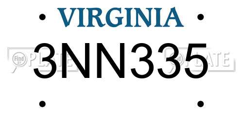3NN335 Virginia License Plate