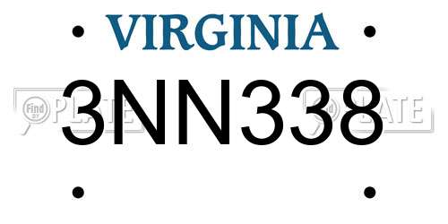 3NN338 Virginia License Plate