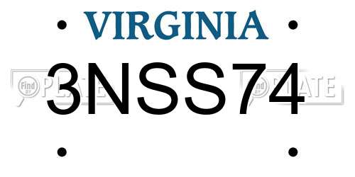 3NSS74 Virginia License Plate
