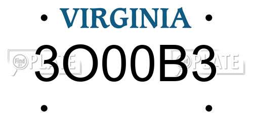 3O00B3 Virginia License Plate