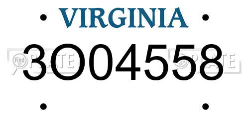 3O04558 Virginia License Plate