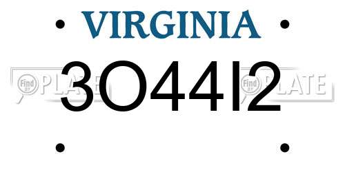 3O44I2 Virginia License Plate