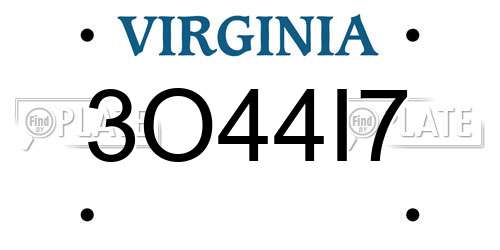 3O44I7 Virginia License Plate