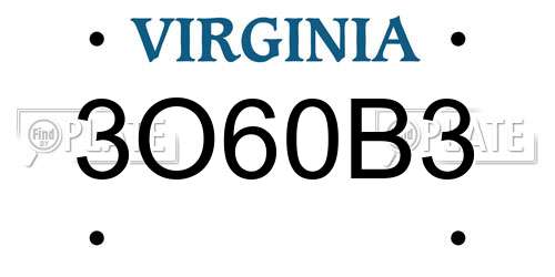 3O60B3 Virginia License Plate