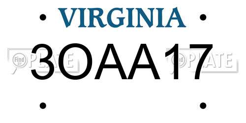 3OAA17 Virginia License Plate
