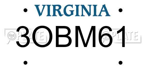 3OBM61 Virginia License Plate