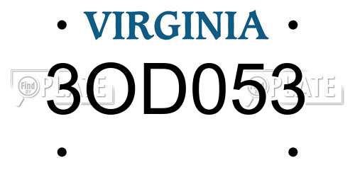 3OD053 Virginia License Plate