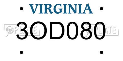 3OD080 Virginia License Plate