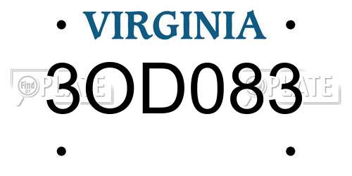 3OD083 Virginia License Plate