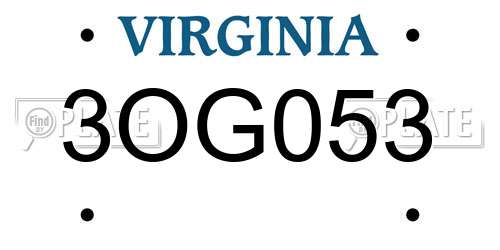 3OG053 Virginia License Plate