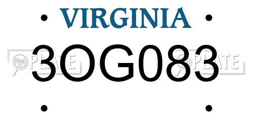 3OG083 Virginia License Plate