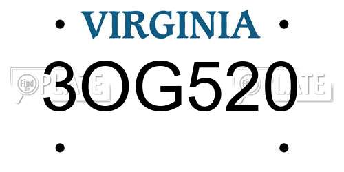 3OG520 Virginia License Plate