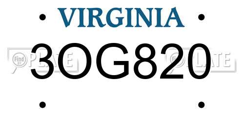 3OG820 Virginia License Plate