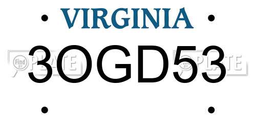 3OGD53 Virginia License Plate