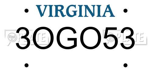 3OGO53 Virginia License Plate