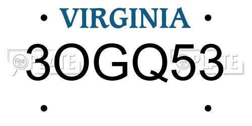 3OGQ53 Virginia License Plate