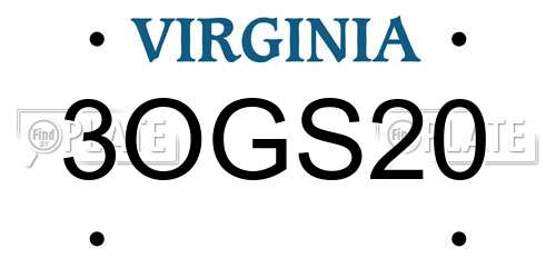 3OGS20 Virginia License Plate